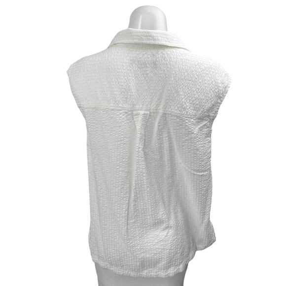 Banana Republic Women's White Sleeveless Textured Button Up Shirt Top Size S - Picture 2 of 4